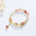 Gold Jade Natural Strawberry Crystal Lucky Bracelet Gold Plated Zircon Pendant Jade Women Bracelet