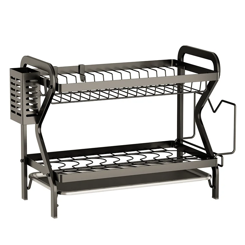 Fast delivery practical draining carbon steel plate dish rack organizer storage drainer for kitchen