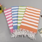 Stripe Towel Customized European And American Hot Style Turkish Polyester Cotton Fringed Doble Side Stripe Beach Towel