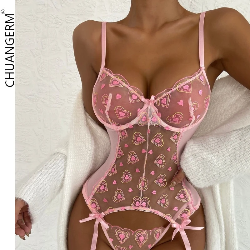 Chuangerm Oem 2024 New Fashion Wholesale Sexy Lingerie Women Love Mesh