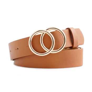 New Wide Black Red White Brown Leather Waist Belt Ceinture Femme Woman Double O Ring Belts for Women Dress Cinturones Para Mujer