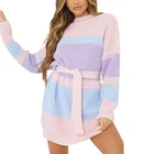 Pullover Sweater Dresses Sweaters Knitted Pullover Fashion Autumn Sweater Dresses Color Block Waffle Women's Sweaters