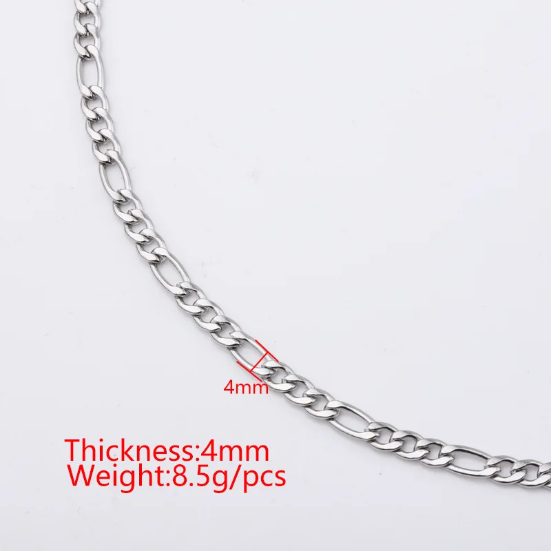 Hip-hop stainless steel Figaro chain thick chain necklaces white gold choker necklace for boys mens jewels 2