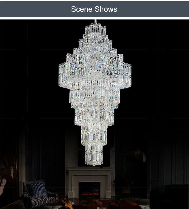 CPL-124 Modern Style Indoor Decoration Villa Hotel Lobby Staircase Modern LED Crystal Chandelier Pendant Light supplier