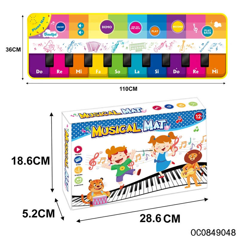 Wholesale musical baby piano keyboard dance floor play mat electronic toy for kids