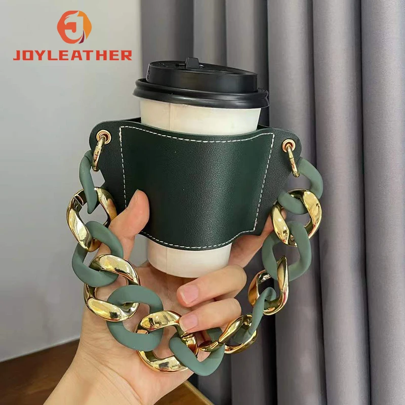 Acrylic Bracelet Milk Tea Custom Water Hot PU Leather Cup Sleeves Coffee Bottle Holders