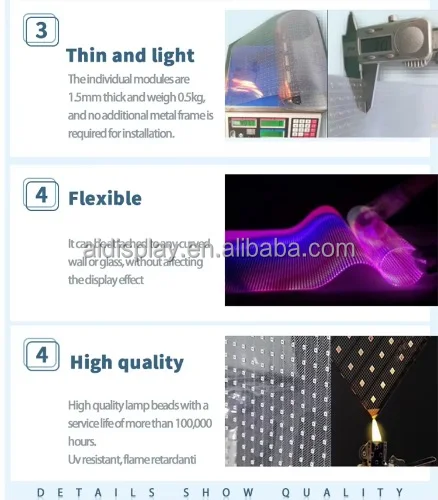 product factory flexible led window film sheets led film water stickiness flexible tv transparency up to crystal film screen video walls-3