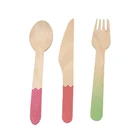 Cutlery Manufacturers Wholesale Printed Logo Wooden Disposable Spoon Fork Bamboo Cutlery Sets