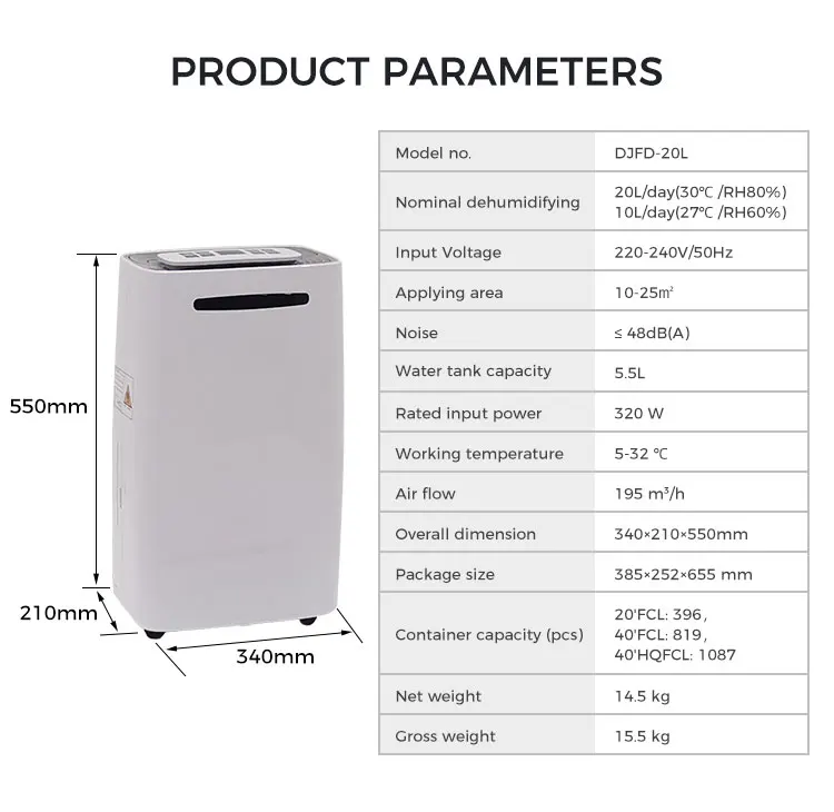 Commercial Home Electric Dehumidifier, 220, 42 pints - detail 10