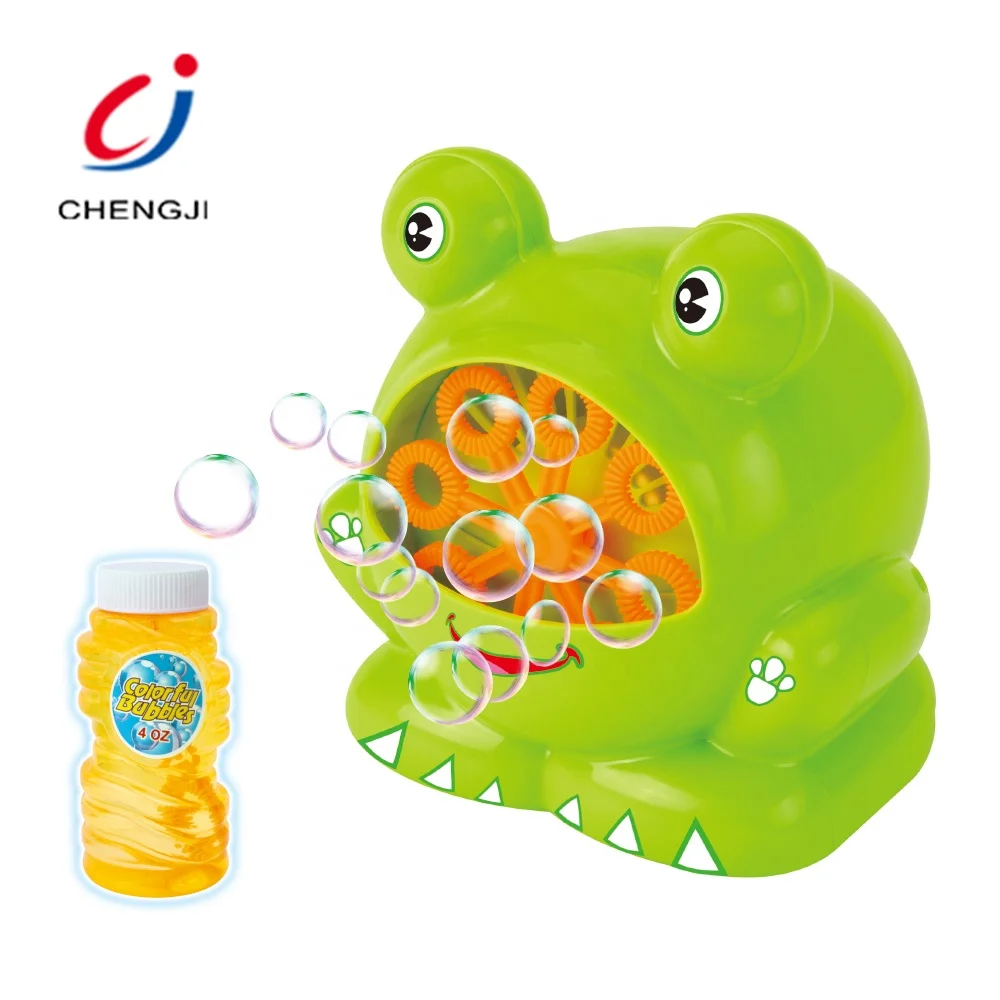Lovely electronic output colorful children outdoor funny frog soap bubble maker toy blowing machine summer toy