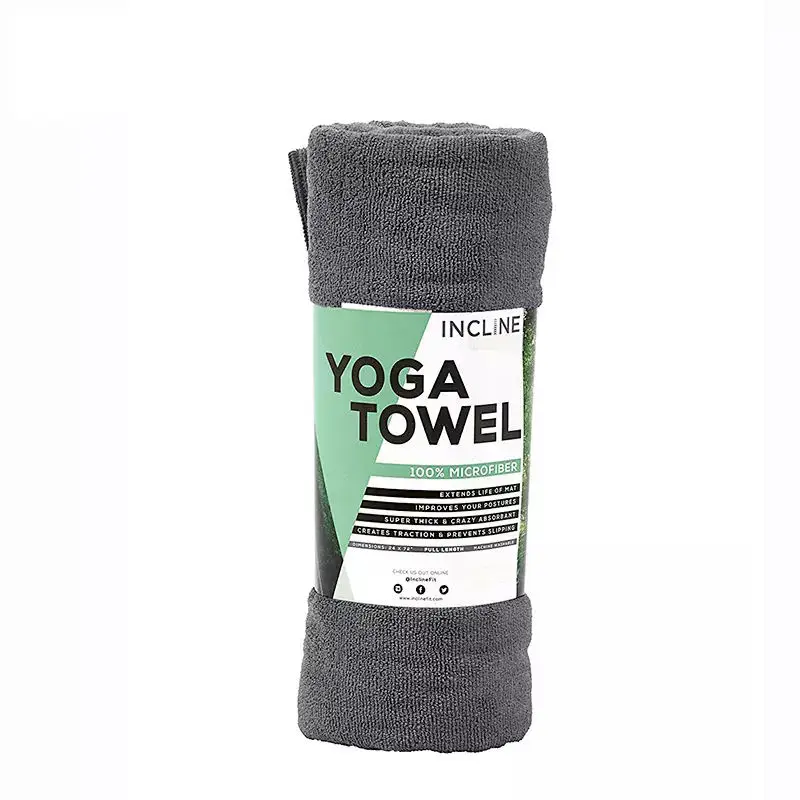 Hot Sale Custom Printed Soild Color Super Absorbent Non Slip Yoga Mat Towel