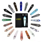 Gemstone Hot Sale Natural Healing Stone Crystal Smoking Pipe Gemstone Tube Crystal Pipe