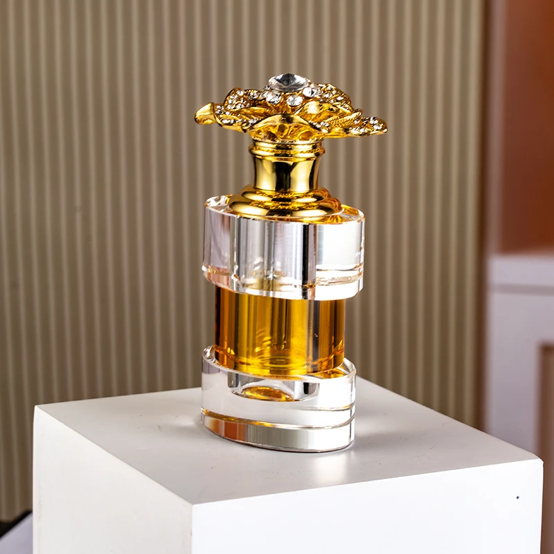 product new products hot sale gold flower decoration 6ml glass empty bottle unique design luxury crystal perfume bottle-10
