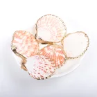 Shells Crafts 2021 Wholesale Colorful Gold Plated Edging Natural Summer Beach Decorative Scallop Sea Shells For Crafts