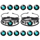 Star Foreign Trade Explosion 12 Sign Zodiac Leather Personality Retro Woven Star Bracelet