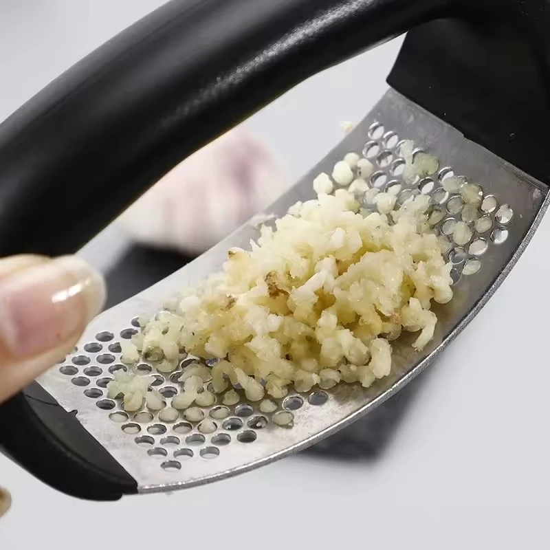 Kitchen Tool Round Garlic Press Stainless Steel Manual Garlic Crusher Kitchen With Plastic Handle