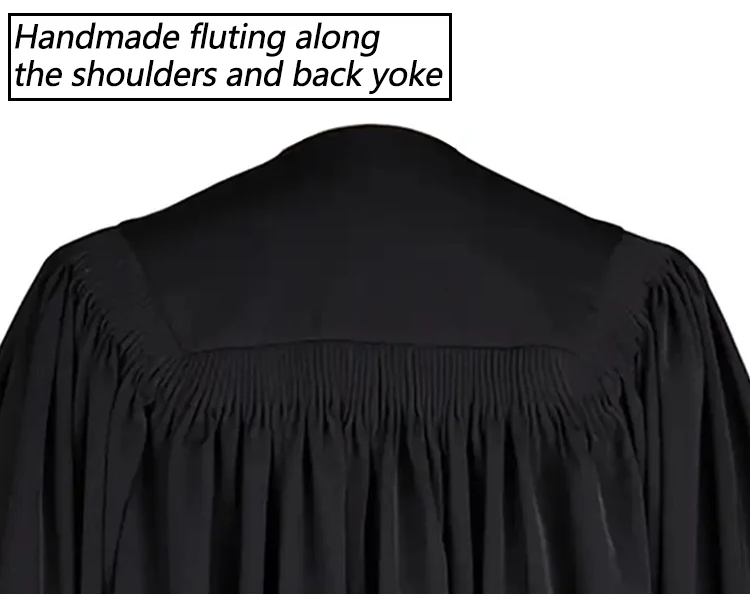 Wholesale Customized Black Piping and Handmade Fluting Matte Velvet Clergy Robes with Red Embroidered Cross supplier