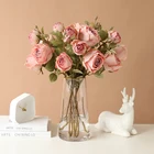 Rose Cheap Wholesale Artificial Flowers Silk Rose Flower Rosebud Flower 4 Heads For Wedding Decoration