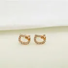 Rose Gold Earring E1536 Rose Gold Plated Women Handmade Micro Insert Zircon Cute Kitty Stud Earring