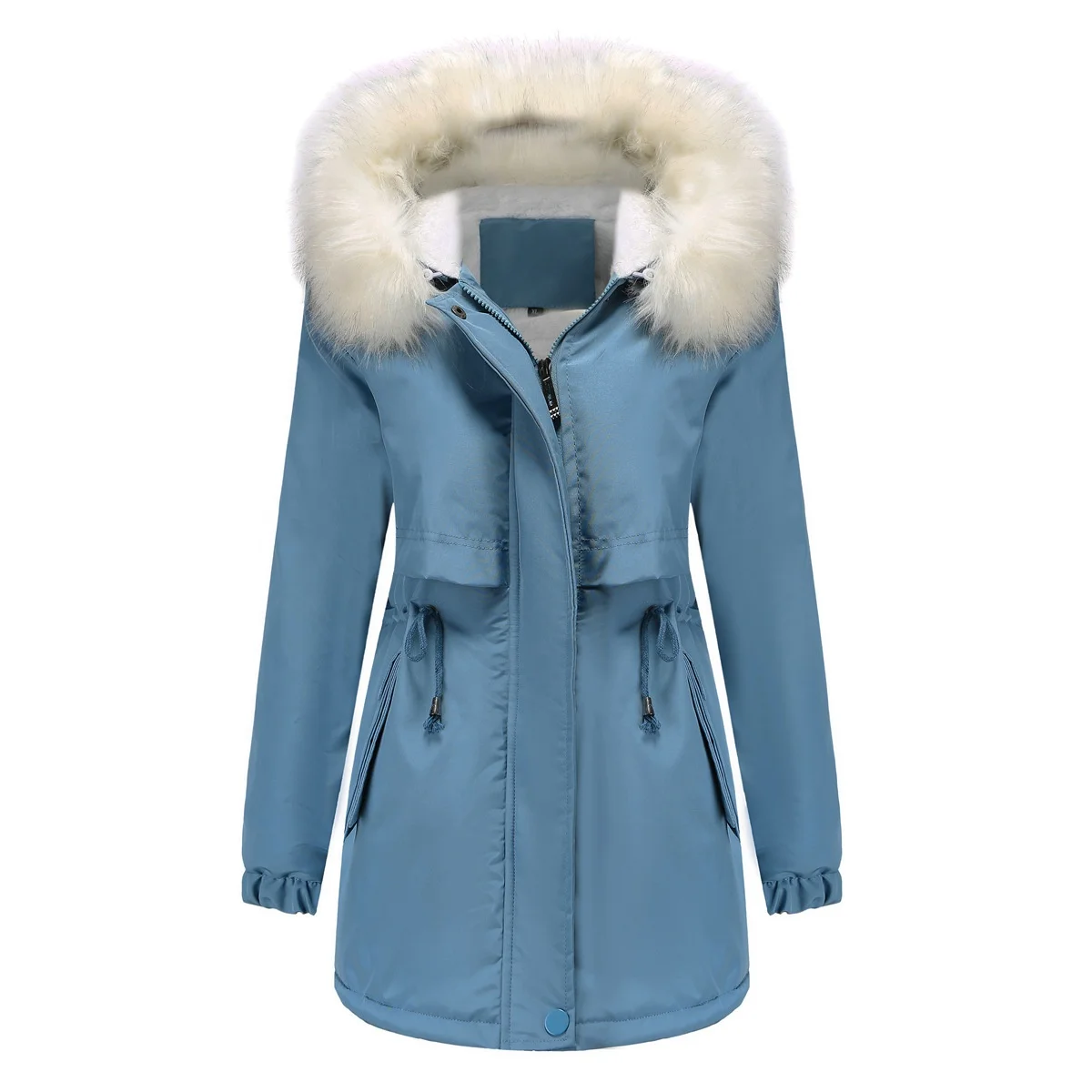 Womens Winter Hooded Parka Cotton Lined Down Coats Warm Fashion Lightweight With Zipper Portable Puffer Jackets