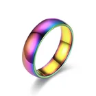 Rings Fashion Jewelry 6MM Colorful Glare Smooth Rainbow Stainless Steel Rings For Women Men Gift