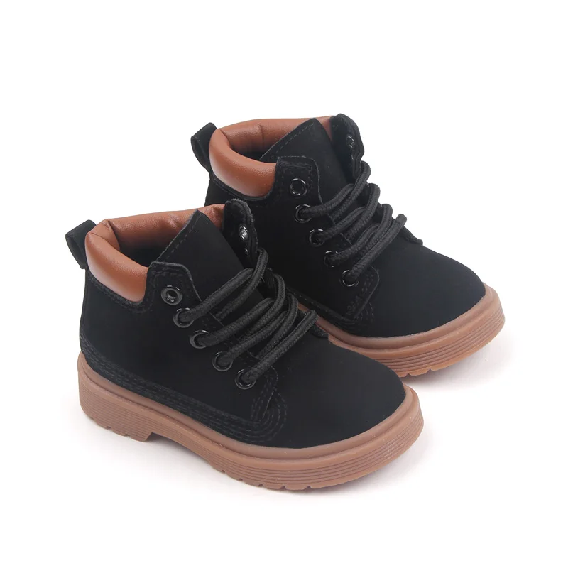 Baby Casual Solid Color British Style Baby Shoes High Top Front Lace-up Children's Shoes details