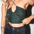 Top Custom Ladies Sequin Clothing Summer Sexy Gold Glitter Tunic Blouse Black Short Sleeve Sequin Crop Top