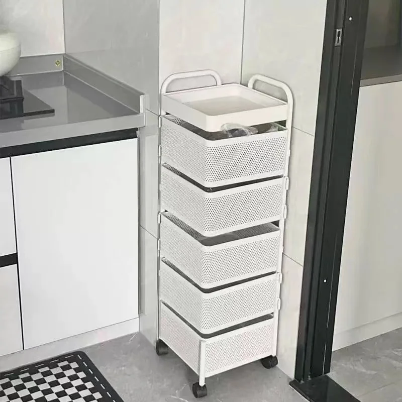 Kitchen Organizer Thickened Metal Kitchen Vegetable Basket Multi Layer Rotatable Square Storage Basket Multi Use Storage Rack