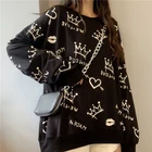 Women Spring And Autumn Korean Loose No Hoodie Harajuku Style Print Graffiti All-match Blouse Women