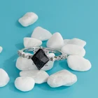 Zircon Gemstone INS Beautiful Dark Souls Style Zircon Rhombus Shape Black Gemstone Rings Women