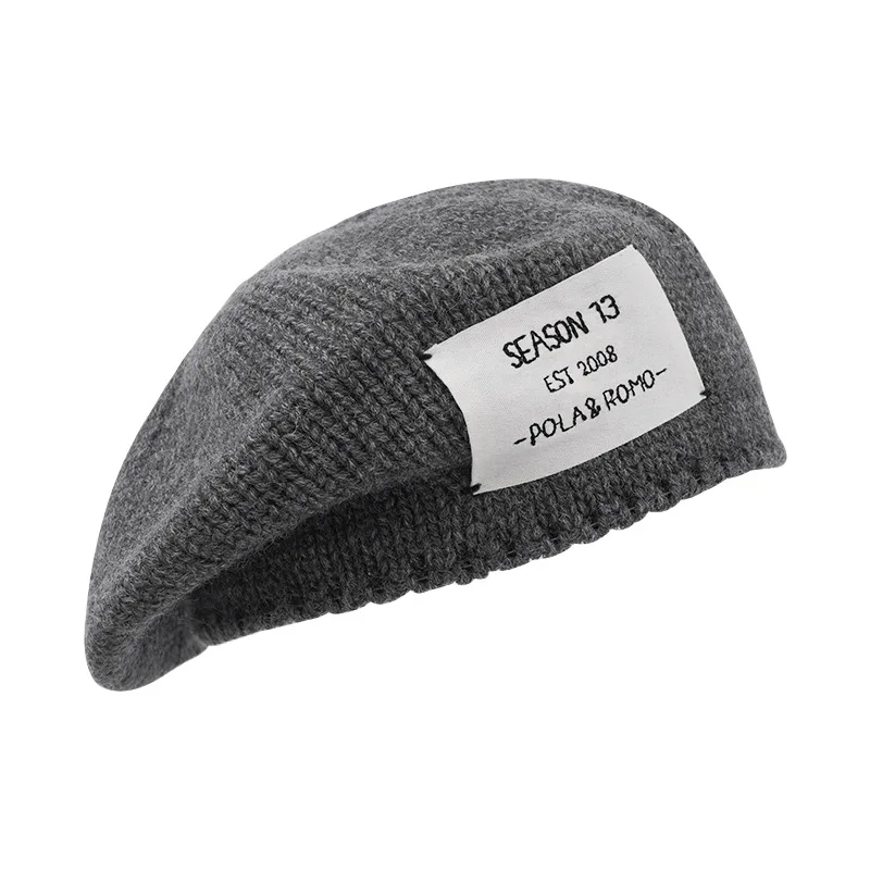 woolen knitted beret cap