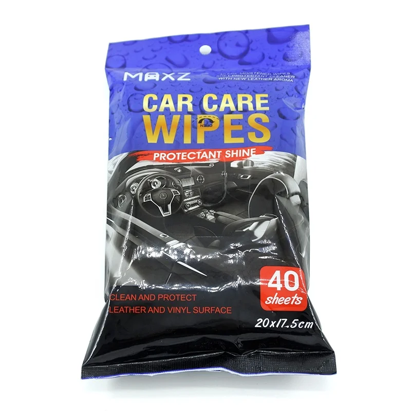 High quality Portable packing interior car leather free sample functional cheap quickly cleaning car care wet wipes