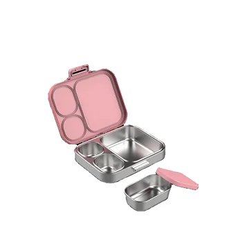 Eco Friendly 18/8 Stainless Steel plastic Lid Bento Lunch Box with Buckles 304 Lunch Box Steel with Plastic Lid back to school