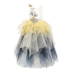 OEM&ODM custom wholesale colorful lace pattern tulle princess dress  kids clothes girls dresses kids party dress party