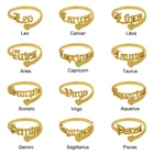 Steel Rings Name Rings 18k Gold Plated 12 Old English Zodiac Stainless Steel Rings