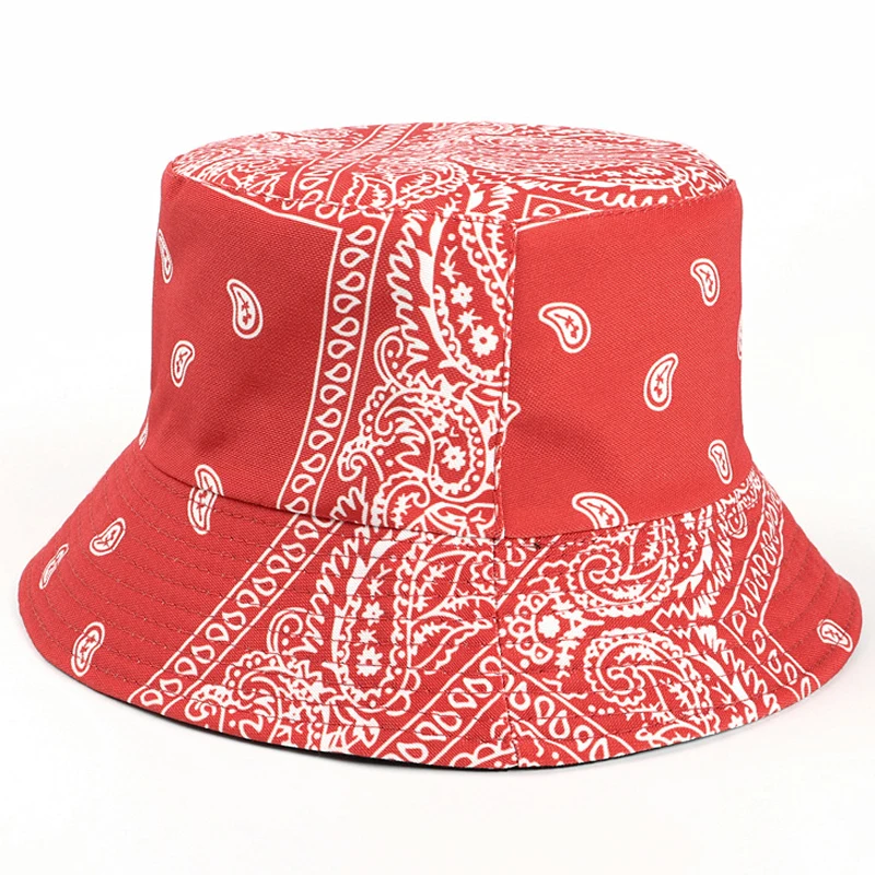 red bandana bucket hat