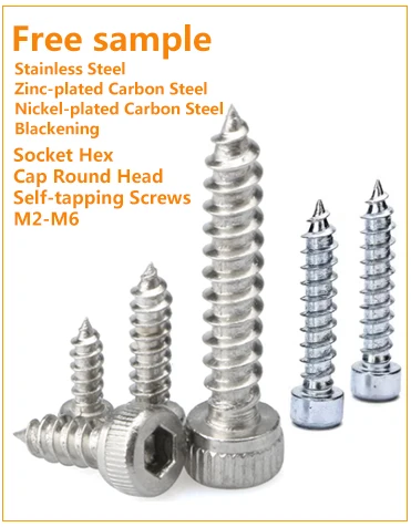 Zinc Plated Carbon Steel Hex Socket Cap Round Head Self Tapping Screw