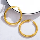 Hoop Earrings 18K Real Gold Large Popular Hollow Simple Hot Selling Hoop Earrings For Mother Day Gift