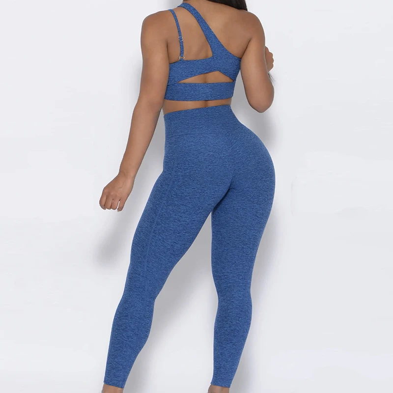 OEM Nylon/Spandex Women Gym Yoga Set Beautiful Back Sling Fitness Butt Pants Set Tight  Short Sleeve Sports Set