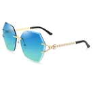 Personality New Metal Frameless Personality Diamond-studded Marine Anti-uv Women Luxury Rimless Sunglasses