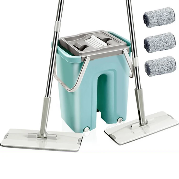 LJJZH426 Hot sale  Hand Free Easy Use Self-washed squeeze Magical  cleaning Flat Mop And Bucket Set