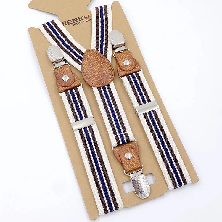 Unisex Children Suspenders 3 Clips  2.5cm wide Clip Straps Adjustable Elastic Back Braces Suspenders