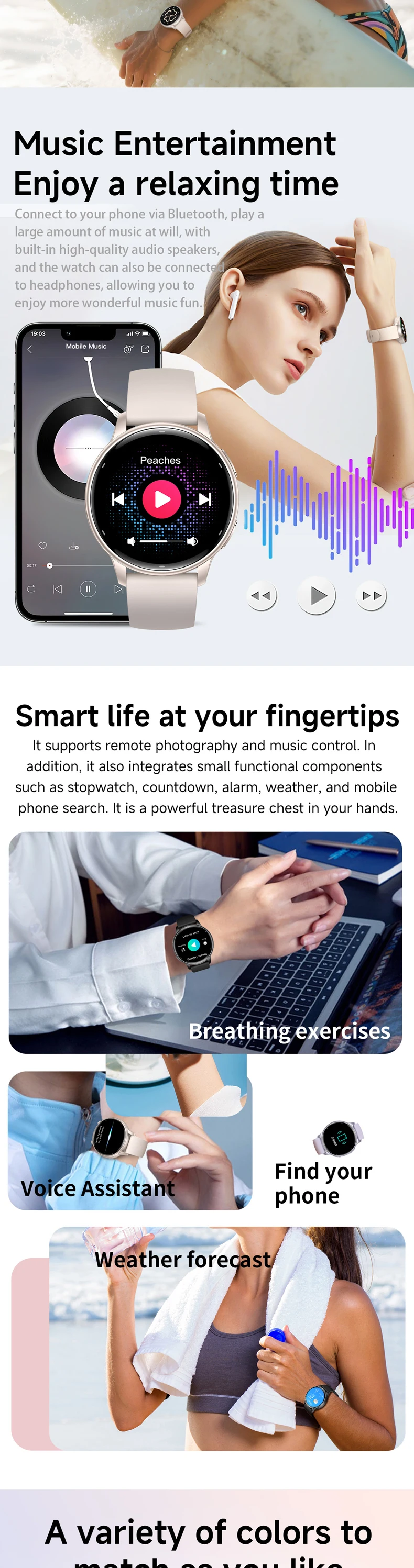 product km96 smart watch for women 132 amoled screen gps tracking 3atm waterproof 450mah battery dual straps fitness tracker-6