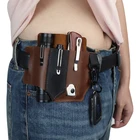 Leather Leather Kosibate Leather Belt Pouch Sheath EDC Pocket Organizer For Knife Flashlight Pen