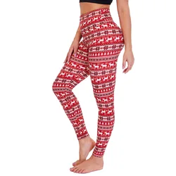 Wholesale Custom Printed Christmas Leggings Tights Double Brushed Milk Silk High Waist Yoga Pants Leggings For Women