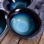 Deep Round Bowl Royal P T Advanced Color Mixing Design Deep Blue Round Themed Restaurant Ceramic Bowl