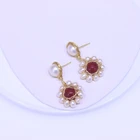 Agate Earrings Baroque Natural Pearl Red Agate Wire Stud Earrings Gold-plated