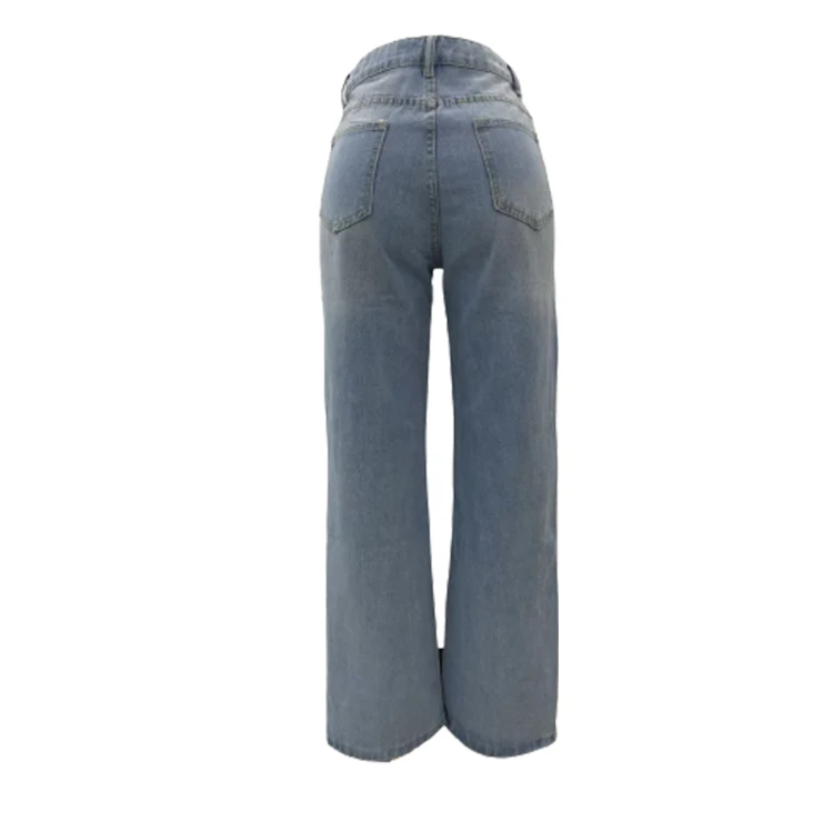 Hot Selling Women's Jeans Mom Jeans Mujer Denim Ripped Straight Woman Casual Trousers Women Jeans manufacture