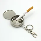 Pocket Ashtray Stainless Steel Portable Round Pocket Ashtray Keychain Metal Keychain