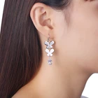 925 Silver Butterfly Earrings 925 Sterling Silver Austrian Crystal Butterfly Shows Thin Earrings